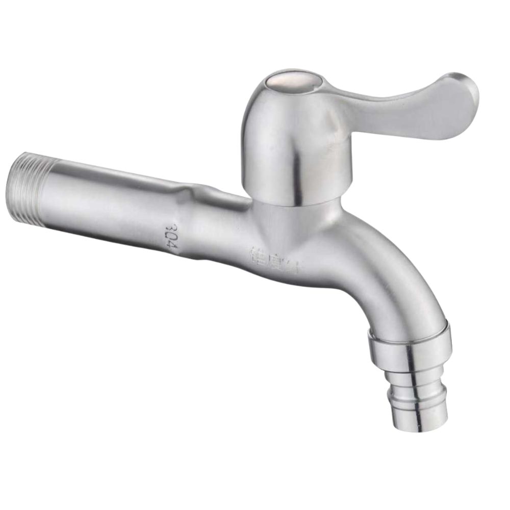 Robinet din inox pentru butoi, cu portfurtun în set, Aquafix - 202, satin